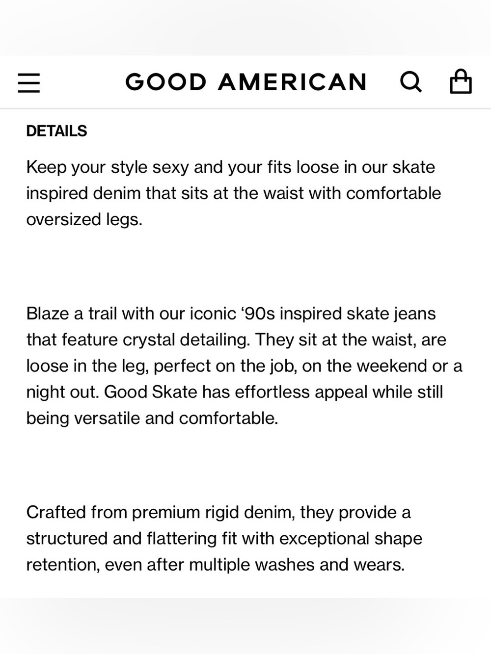 Good American Good Skate Mid Ris Wide Leg Jeans With Rhinestones Size 14 NEW - Picture 10 of 16